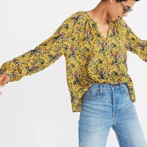 Madewell x Karen Walker Silk Floral Gennaker Top Blouse